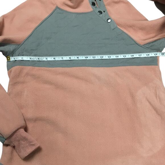 Entro Pullover Quilted Fleece Snap Neck Peach Grey Small Sweatshirt Jacket - Picture 4 of 11